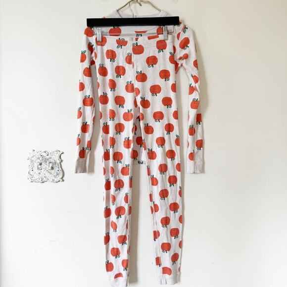 Hanna Andersson Pumpkin Long Johns Pajamas Jack o Lantern Halloween Fall 160 /14 - Picture 5 of 6
